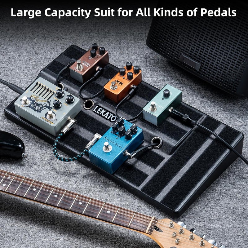 LEKATO Guitar Pedal Board, Pedal Board 19.7"x10"x2.4", Effects Pedalboard with Compartment for Power Supply, Carry Bag and Mounting Tape - Image 3